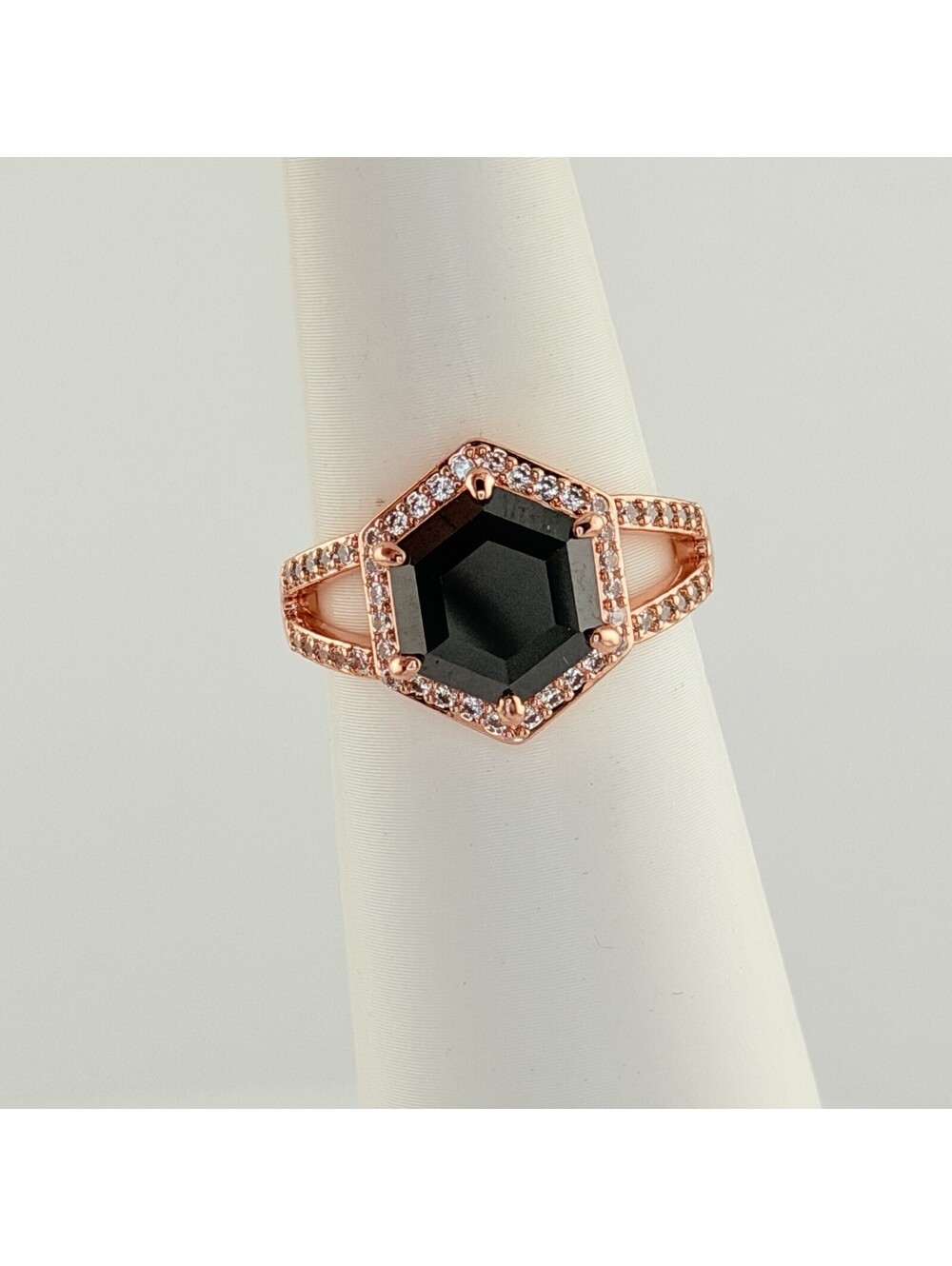 Bomb Party Ring Sz 9 "Let’s Hear It For The Sparkle" Black Onyx on Rose Gold